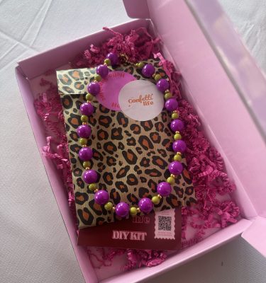 DIY PAKKET | BUBBLEGUM KETTING Paars / groen